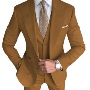 Men's Skinny 3 Pieces Set Formal Slim Fit Men Groomsman Suit Wedding Blazers Dress Solid Jacket Coat +Pants +Vest