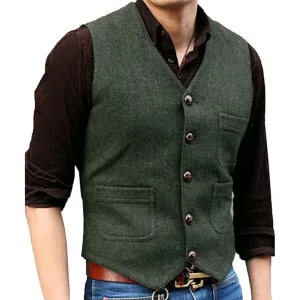Men Suit Vests Tweed Formal Victorian Business Dress Waistcoat Slim Fit Steampunk Mens VestGentleman Groomman For Wedding