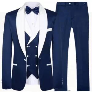 Royal Blue Men's Suit Groom Tuxedos Peak Lapel Best Man Suits Mens Wedding Suits (Jacket+Pants+Vest)