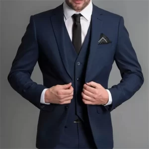 New Navy Male Suits Slim fit Notched Lapel Wedding Tuxedos 3 Piece Sets Tailor Made Business Mens Costume (Blazer+Pants+Vest)